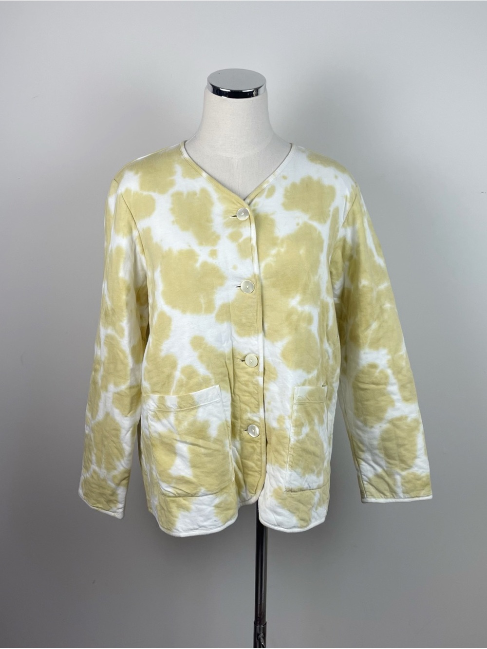 J. Jill Pure Yellow White Tie Dye Boho Cotton Jacket Small Petite Comfort